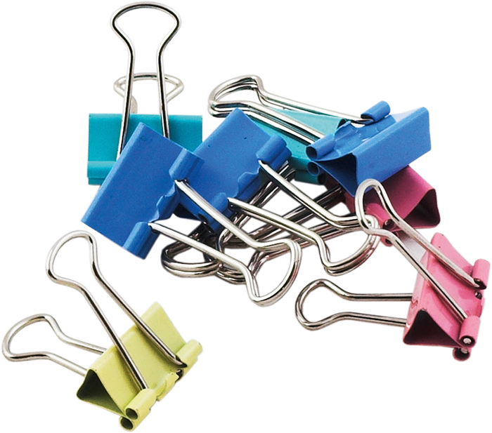 Затискачі для паперів BUROMAX (BM.5355), КОЛЬОРОВІ, 19 мм., 12 шт. в пачці